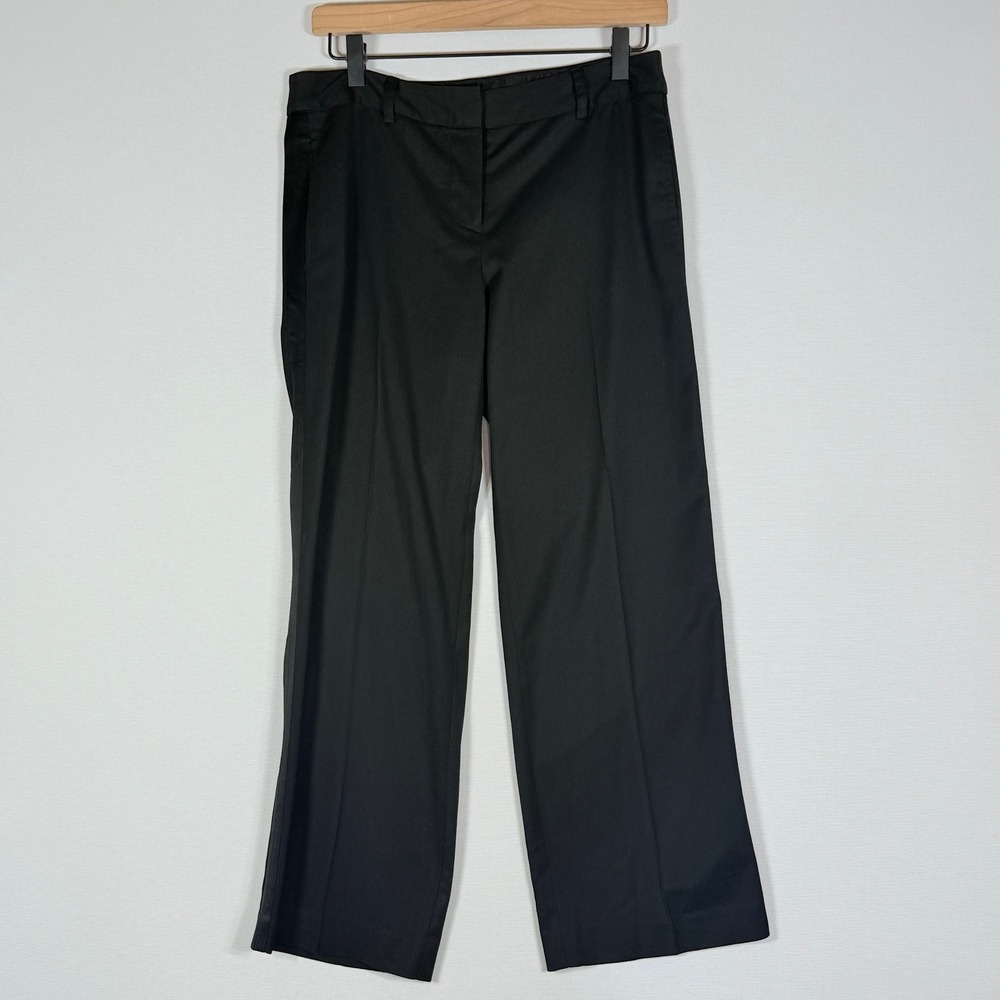 Trina Turk‎ Black Wide Leg Dress Pants Womens 4 Ribbon Stripe Side Office Career